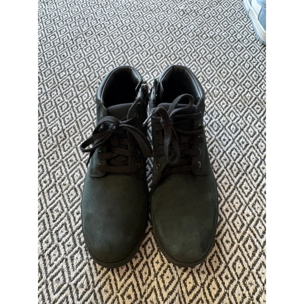 Timberland Chukka Boots Mens 6.5 Black Nubuck Leather Side Zip Sneaker